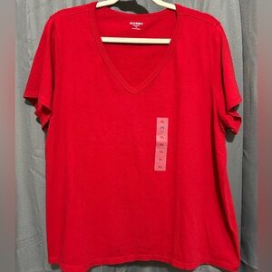 Women’s SS EW Robbie Red Jersey Knit V-Neck T-Shirt